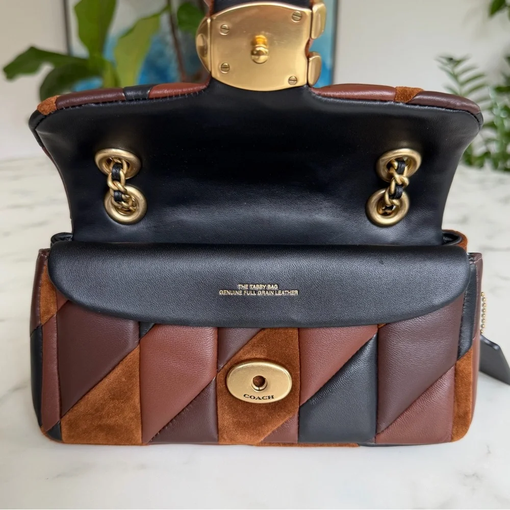 NWT Coach Tabby Shoulder Bag 20 With Patchwork Quilting Maple Shadow Brown CBG88 - Picture 6 of 15